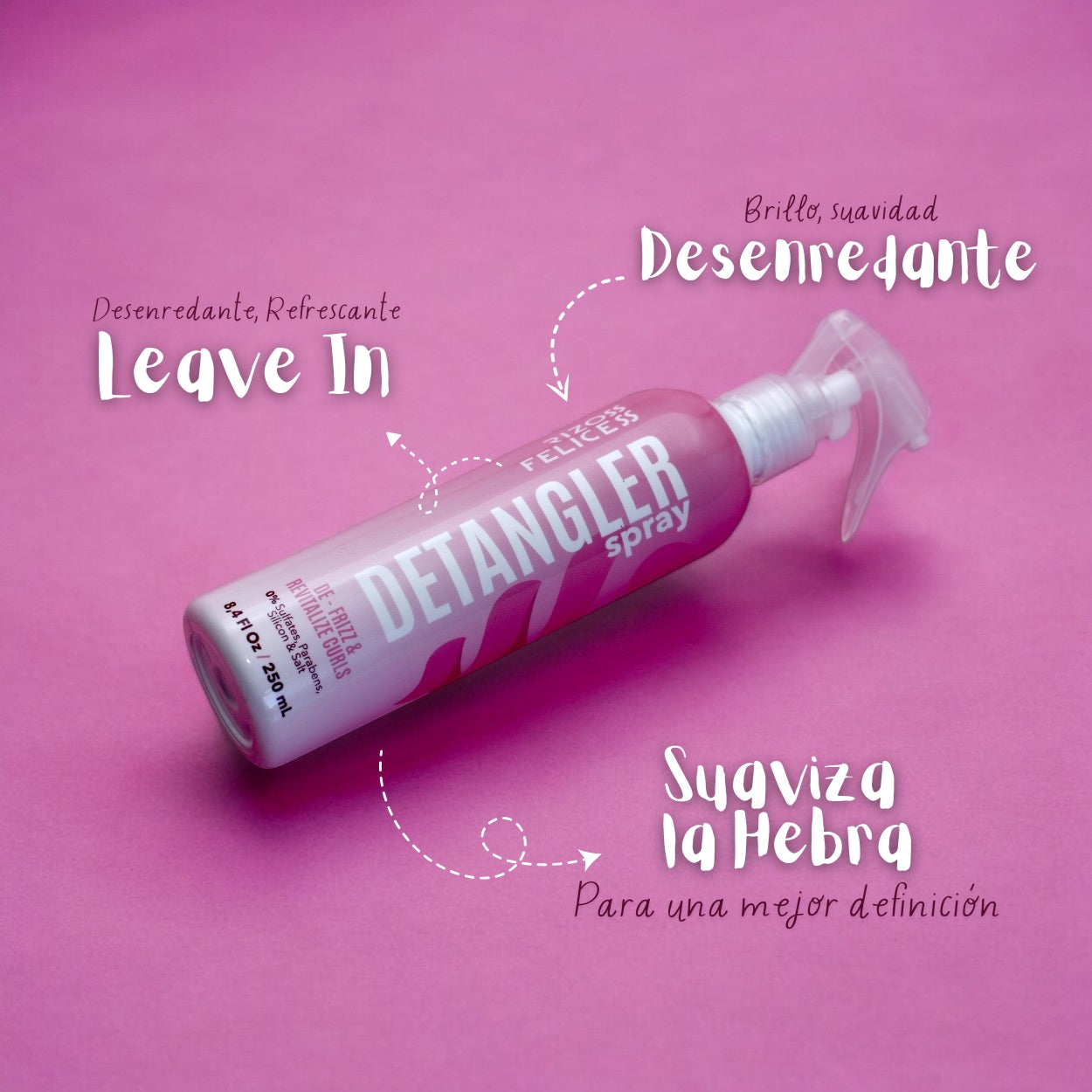 El desenredante Rizos Felices es Ideal para cabellos que se enredan demasiado, como es el caso de los niños, personas con cabellos delgados, decolorados, o muy secos que tienden a reventarse con facilidad. El desenredante Rizos Felices es perfecto para evitar esos dolorosos y desagradables tirones.