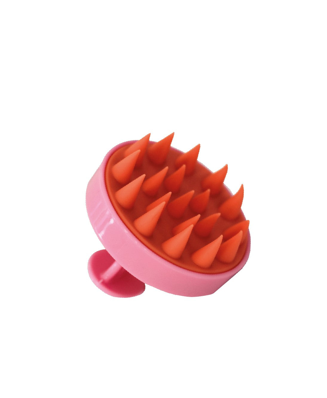 Cepillo masajeador rosa en silicona. Limpia, favorece la irrigación sanguínea y dinamiza el crecimiento del pelo